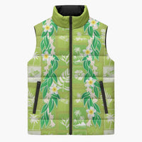 Aloha Hawaii Tuberose Lei Sleeveless Puffer Jacket Tropical Vibes Green Color - Polynesian Pride