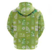 Aloha Hawaii Tuberose Lei Zip Hoodie Tropical Vibes Green Color - Polynesian Pride
