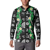 Aloha Hawaii Tuberose Lei Button Sweatshirt Tropical Vibes Black Color - Polynesian Pride