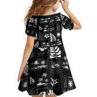 Aloha Hawaii Tuberose Lei Family Matching Off The Shoulder Long Sleeve Dress and Hawaiian Shirt Tropical Vibes Black Color - Polynesian Pride
