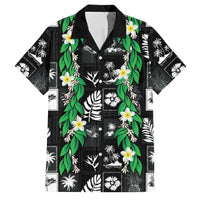 Aloha Hawaii Tuberose Lei Family Matching Short Sleeve Bodycon Dress and Hawaiian Shirt Tropical Vibes Black Color LT14 Dad's Shirt - Short Sleeve Black - Polynesian Pride