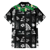 Aloha Hawaii Tuberose Lei Family Matching Short Sleeve Bodycon Dress and Hawaiian Shirt Tropical Vibes Black Color LT14 - Polynesian Pride