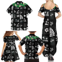 Aloha Hawaii Tuberose Lei Family Matching Summer Maxi Dress and Hawaiian Shirt Tropical Vibes Black Color LT14 - Polynesian Pride