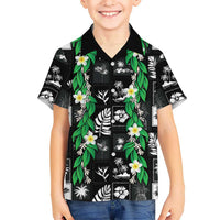 Aloha Hawaii Tuberose Lei Family Matching Summer Maxi Dress and Hawaiian Shirt Tropical Vibes Black Color LT14 - Polynesian Pride