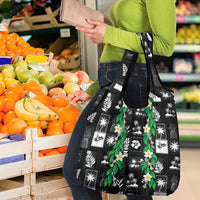 Aloha Hawaii Tuberose Lei Grocery Bag Tropical Vibes Black Color - Polynesian Pride