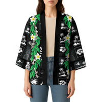 Aloha Hawaii Tuberose Lei Kimono Tropical Vibes Black Color - Polynesian Pride