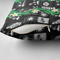 Aloha Hawaii Tuberose Lei Pillow Cover Tropical Vibes Black Color - Polynesian Pride