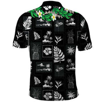 Aloha Hawaii Tuberose Lei Polo Shirt Tropical Vibes Black Color - Polynesian Pride