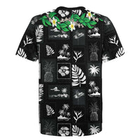 Aloha Hawaii Tuberose Lei Rugby Jersey Tropical Vibes Black Color - Polynesian Pride