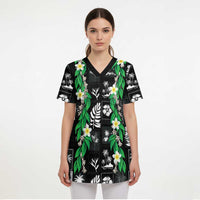 Aloha Hawaii Tuberose Lei Scrub Top Tropical Vibes Black Color - Polynesian Pride