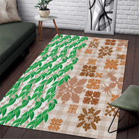 Aloha Hawaii Palaka Tuberose Lei Area Rug Hawaiian Quilt Seamless Style - Polynesian Pride