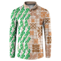Aloha Hawaii Palaka Tuberose Lei Button Sweatshirt Hawaiian Quilt Seamless Style - Polynesian Pride