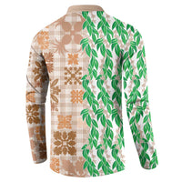 Aloha Hawaii Palaka Tuberose Lei Button Sweatshirt Hawaiian Quilt Seamless Style - Polynesian Pride