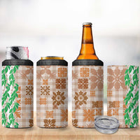 Aloha Hawaii Palaka Tuberose Lei 4 in 1 Can Cooler Tumbler Hawaiian Quilt Seamless Style - Polynesian Pride