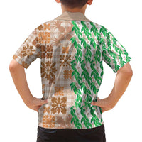 Aloha Hawaii Palaka Tuberose Lei Family Matching Off Shoulder Short Dress and Hawaiian Shirt Hawaiian Quilt Seamless Style LT14 - Polynesian Pride
