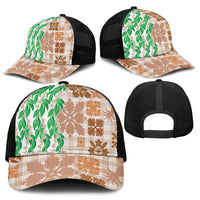 Aloha Hawaii Palaka Tuberose Lei Mesh Trucker Cap Hawaiian Quilt Seamless Style - Polynesian Pride