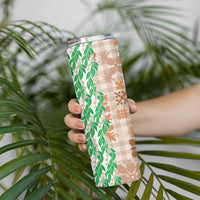 Aloha Hawaii Palaka Tuberose Lei Skinny Tumbler Hawaiian Quilt Seamless Style - Polynesian Pride
