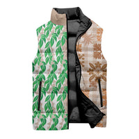 Aloha Hawaii Palaka Tuberose Lei Sleeveless Puffer Jacket Hawaiian Quilt Seamless Style - Polynesian Pride
