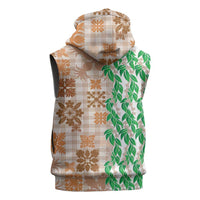 Aloha Hawaii Palaka Tuberose Lei Sleeveless Zip Hoodie Hawaiian Quilt Seamless Style LT14
