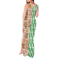 Aloha Hawaii Palaka Tuberose Lei Tank Maxi Dress Hawaiian Quilt Seamless Style - Polynesian Pride