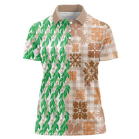 Aloha Hawaii Palaka Tuberose Lei Women Polo Shirt Hawaiian Quilt Seamless Style - Polynesian Pride