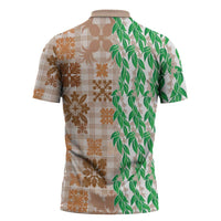 Aloha Hawaii Palaka Tuberose Lei Zipper Polo Shirt Hawaiian Quilt Seamless Style - Polynesian Pride