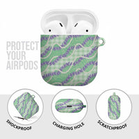 Pastel Green Hawaii Palaka Honohono Pikake AirPods Case Hawaiian Orchid Lei Polynesian Pattern - Polynesian Pride