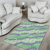 Pastel Green Hawaii Palaka Honohono Pikake Area Rug Hawaiian Orchid Lei Polynesian Pattern - Polynesian Pride