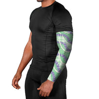 Pastel Green Hawaii Palaka Honohono Pikake Arm Sleeves Hawaiian Orchid Lei Polynesian Pattern - Polynesian Pride