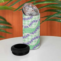 Pastel Green Hawaii Palaka Honohono Pikake 4 in 1 Can Cooler Tumbler Hawaiian Orchid Lei Polynesian Pattern - Polynesian Pride