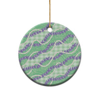 Pastel Green Hawaii Palaka Honohono Pikake Ceramic Ornament Hawaiian Orchid Lei Polynesian Pattern - Polynesian Pride