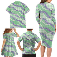 Pastel Green Hawaii Palaka Honohono Pikake Family Matching Long Sleeve Bodycon Dress and Hawaiian Shirt Hawaiian Orchid Lei Polynesian Pattern LT14 - Polynesian Pride