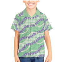 Pastel Green Hawaii Palaka Honohono Pikake Family Matching Mermaid Dress and Hawaiian Shirt Hawaiian Orchid Lei Polynesian Pattern LT14 - Polynesian Pride