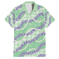 Pastel Green Hawaii Palaka Honohono Pikake Family Matching Off Shoulder Maxi Dress and Hawaiian Shirt Hawaiian Orchid Lei Polynesian Pattern LT14 Dad's Shirt - Short Sleeve Pastel Green - Polynesian Pride