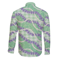 Pastel Green Hawaii Palaka Honohono Pikake Family Matching Off Shoulder Maxi Dress and Hawaiian Shirt Hawaiian Orchid Lei Polynesian Pattern LT14 - Polynesian Pride