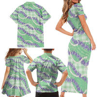 Pastel Green Hawaii Palaka Honohono Pikake Family Matching Short Sleeve Bodycon Dress and Hawaiian Shirt Hawaiian Orchid Lei Polynesian Pattern LT14 - Polynesian Pride