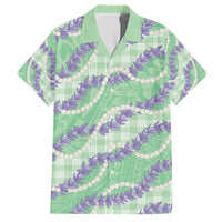 Pastel Green Hawaii Palaka Honohono Pikake Family Matching Short Sleeve Bodycon Dress and Hawaiian Shirt Hawaiian Orchid Lei Polynesian Pattern LT14 Dad's Shirt - Short Sleeve Pastel Green - Polynesian Pride