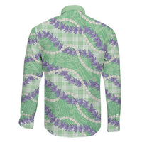 Pastel Green Hawaii Palaka Honohono Pikake Family Matching Short Sleeve Bodycon Dress and Hawaiian Shirt Hawaiian Orchid Lei Polynesian Pattern LT14 - Polynesian Pride