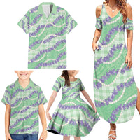 Pastel Green Hawaii Palaka Honohono Pikake Family Matching Summer Maxi Dress and Hawaiian Shirt Hawaiian Orchid Lei Polynesian Pattern LT14 - Polynesian Pride