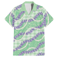 Pastel Green Hawaii Palaka Honohono Pikake Family Matching Summer Maxi Dress and Hawaiian Shirt Hawaiian Orchid Lei Polynesian Pattern LT14 Dad's Shirt - Short Sleeve Pastel Green - Polynesian Pride