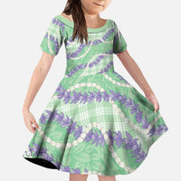 Pastel Green Hawaii Palaka Honohono Pikake Family Matching Tank Maxi Dress and Hawaiian Shirt Hawaiian Orchid Lei Polynesian Pattern LT14 Daughter's Dress Pastel Green - Polynesian Pride