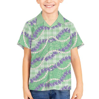 Pastel Green Hawaii Palaka Honohono Pikake Family Matching Tank Maxi Dress and Hawaiian Shirt Hawaiian Orchid Lei Polynesian Pattern LT14 - Polynesian Pride