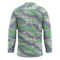 Pastel Green Hawaii Palaka Honohono Pikake Hockey Jersey Hawaiian Orchid Lei Polynesian Pattern - Polynesian Pride