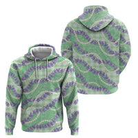 Pastel Green Hawaii Palaka Honohono Pikake Hoodie Hawaiian Orchid Lei Polynesian Pattern - Polynesian Pride