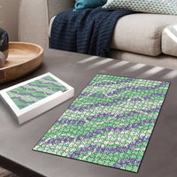 Pastel Green Hawaii Palaka Honohono Pikake Puzzle Hawaiian Orchid Lei Polynesian Pattern - Polynesian Pride
