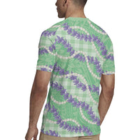 Pastel Green Hawaii Palaka Honohono Pikake Rugby Jersey Hawaiian Orchid Lei Polynesian Pattern - Polynesian Pride
