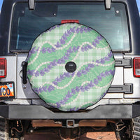 Pastel Green Hawaii Palaka Honohono Pikake Spare Tire Cover Hawaiian Orchid Lei Polynesian Pattern - Polynesian Pride