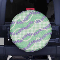 Pastel Green Hawaii Palaka Honohono Pikake Spare Tire Cover Hawaiian Orchid Lei Polynesian Pattern - Polynesian Pride