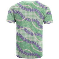 Pastel Green Hawaii Palaka Honohono Pikake T Shirt Hawaiian Orchid Lei Polynesian Pattern - Polynesian Pride