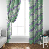 Pastel Green Hawaii Palaka Honohono Pikake Window Curtain Hawaiian Orchid Lei Polynesian Pattern - Polynesian Pride